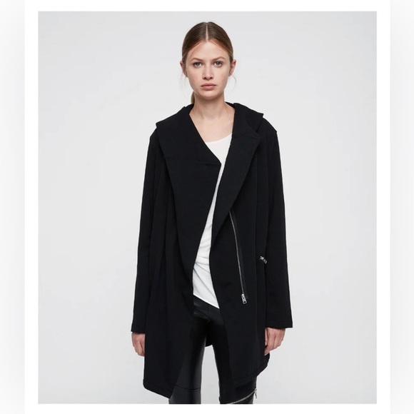 ALL SAINTS Navarre Oversized Jacket Sweatshirt Black - Picture 2 of 16